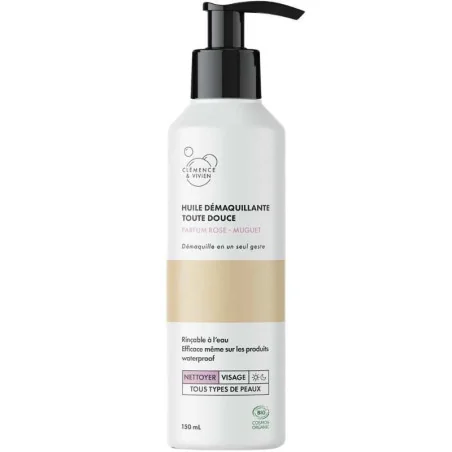 Huile Démaquillante Toute Douce Rose-Muguet Bio - CLÉMENCE & VIVIEN