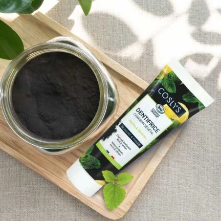 Dentifrice Charbon Végétal & Menthe-Citron Bio - COSLYS