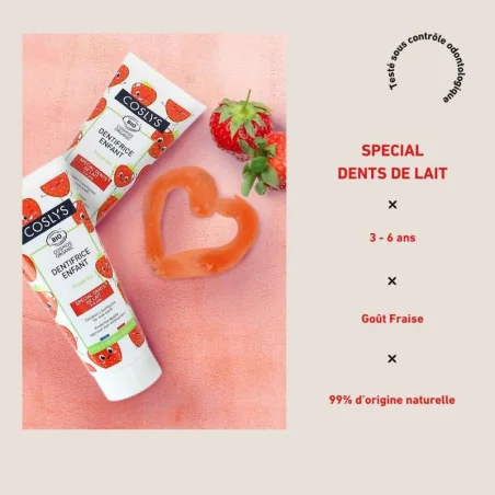 Dentifrice Enfants "Jolies Quenottes" Fraise Bio - Dès 3 Ans - COSLYS