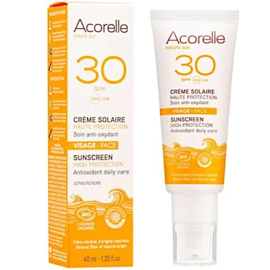 Crème Solaire Visage Bio SPF 30 Haute Protection - ACORELLE
