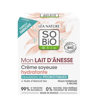Crème Hydratante Soyeuse au Lait d'Anesse Bio - SO'BIO étic