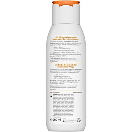 Lait Corps Revitalisant Orange & Huile d'Amande Bio - LAVERA