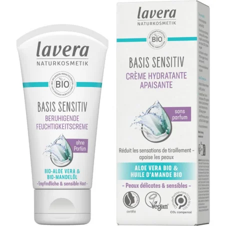Crème Hydratante Apaisante Bio Peaux Sensibles - LAVERA Basis Sensitiv
