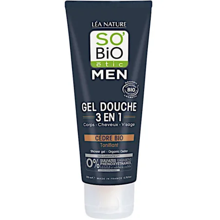 Gel Douche Cèdre Bio 3 en 1 pour Hommes - SO'Bio étic