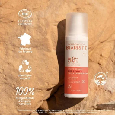 Crème Solaire Bébé Bio SPF 50+ LABORATOIRES de BIARRITZ