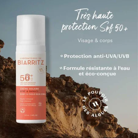 Crème Solaire Bébé Bio SPF 50+ LABORATOIRES de BIARRITZ