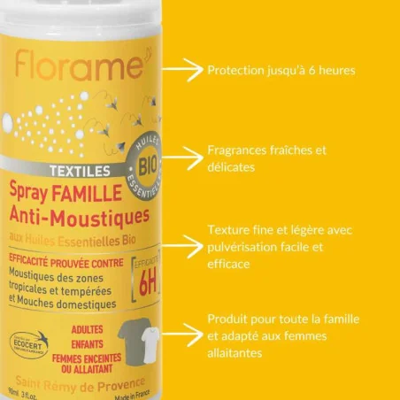 Spray Famille Anti-Moustiques - FLORAME - Aux Huiles Essentielles Bio