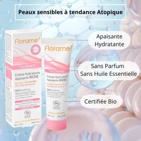 Crème Hydratante Apaisante Riche Bio | FLORAME Tolérance