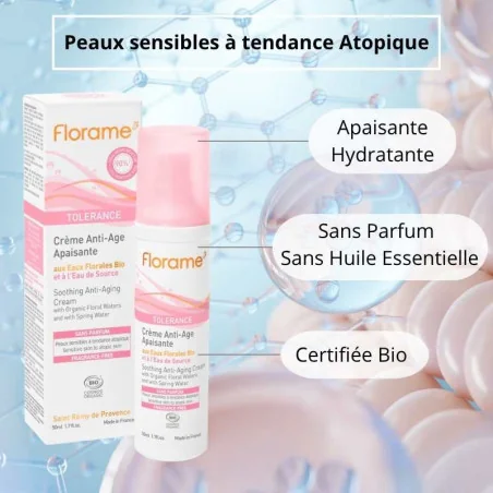 Crème Anti-Âge Apaisante Bio | FLORAME Tolérance