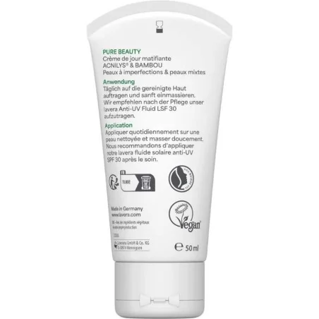 Crème Jour Matifiante Bio - Peaux Grasses, Mixtes, Acné - LAVERA