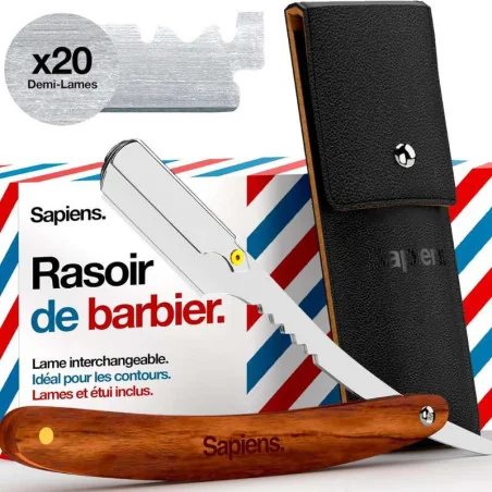Shavette Barbe - Rasoir du Barbier Bois - SAPIENS Barber