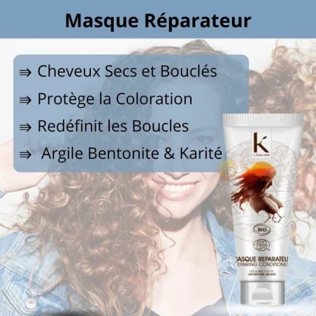 Masque Cheveux Réparateur Bio - Argile & Karité - K Pour KARITÉ