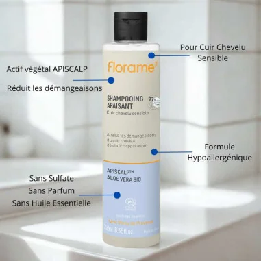 Shampoing Apaisant Cuir Chevelu Sensible Bio - FLORAME
