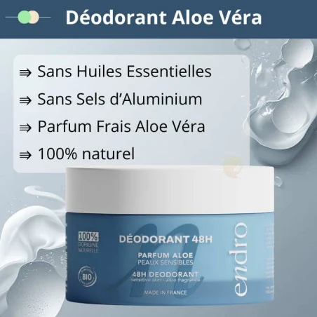 Déodorant Crème Peaux Sensibles Aloe Véra Bio - ENDRO Cosmétiques