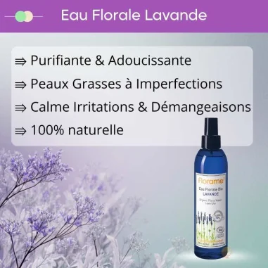 Eau Florale Lavande Bio - FLORAME - Peau Grasse, Mixte & Acnéique