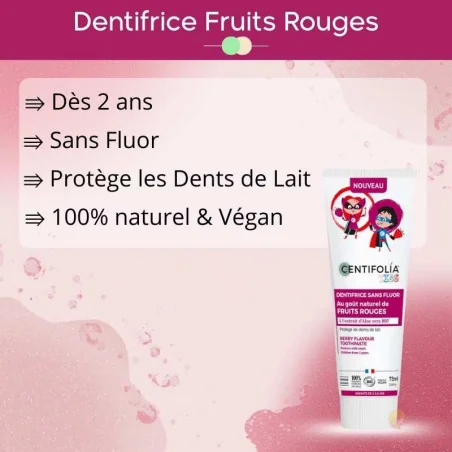 Dentifrice Enfant Sans Fluor Fruits Rouges Bio - CENTIFOLIA