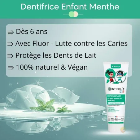 Dentifrice Enfant Fluor Menthe Bio - CENTIFOLIA
