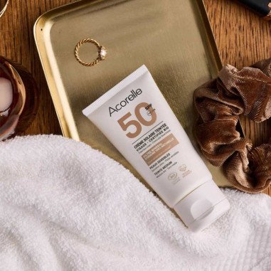 Crème Solaire Visage Teintée Bio SPF 30 ACORELLE - Teinte Dorée Médium