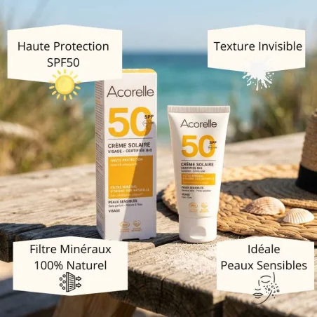 Crème Solaire Visage SPF 50 - ACORELLE