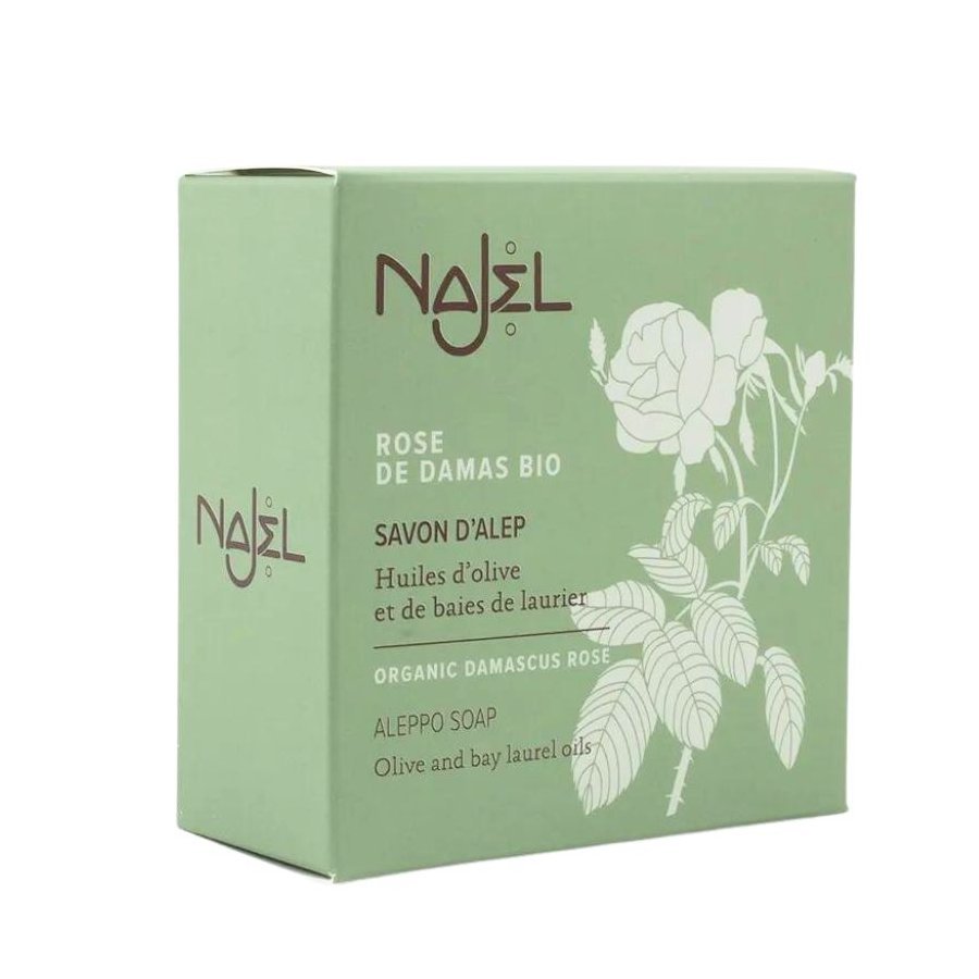 Savon D'Alep Parfumé à La Rose De Damas 100g - Marque Najel, Produit Naturel Et Doux