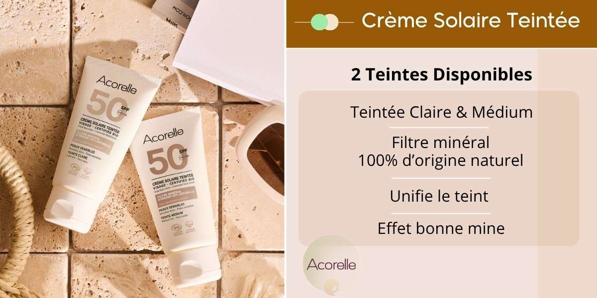 Cr&egrave;me Solaire Teint&eacute;e Bio ACORELLE