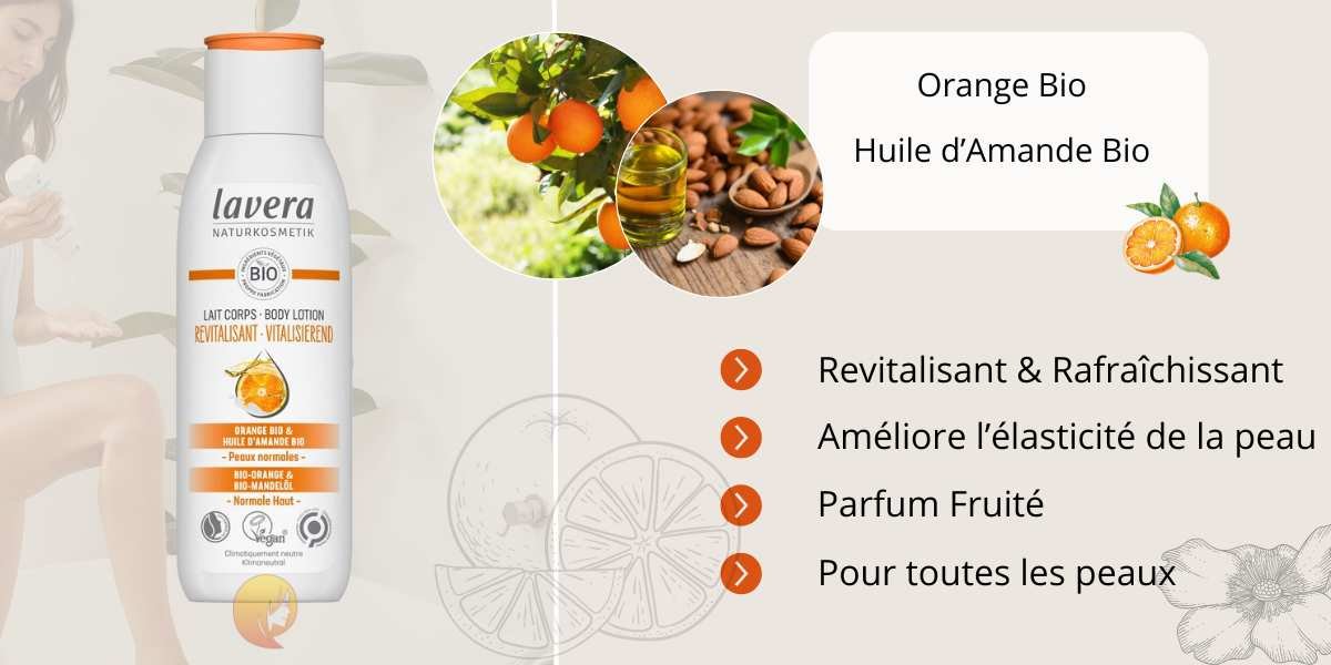 Lait Corporel Revitalisant Orange &amp; Amande Bio - Lavera