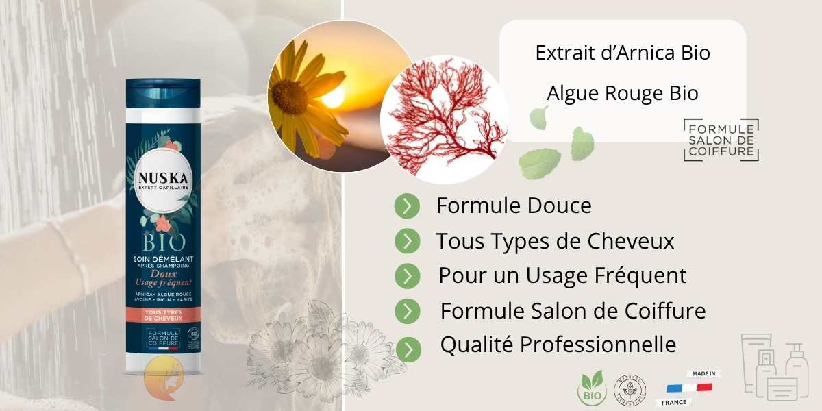 D&eacute;m&ecirc;lant Apr&egrave;s-Shampoing Doux Usage Fr&eacute;quent Bio NUSKA